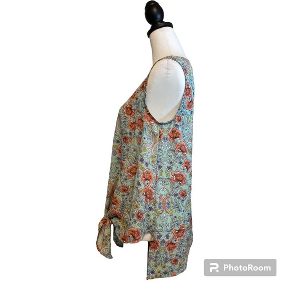 Label by Rachel Rachel Roy Sleeveless Floral Top with Front Tie at Waist Size M - Picture 2 of 9